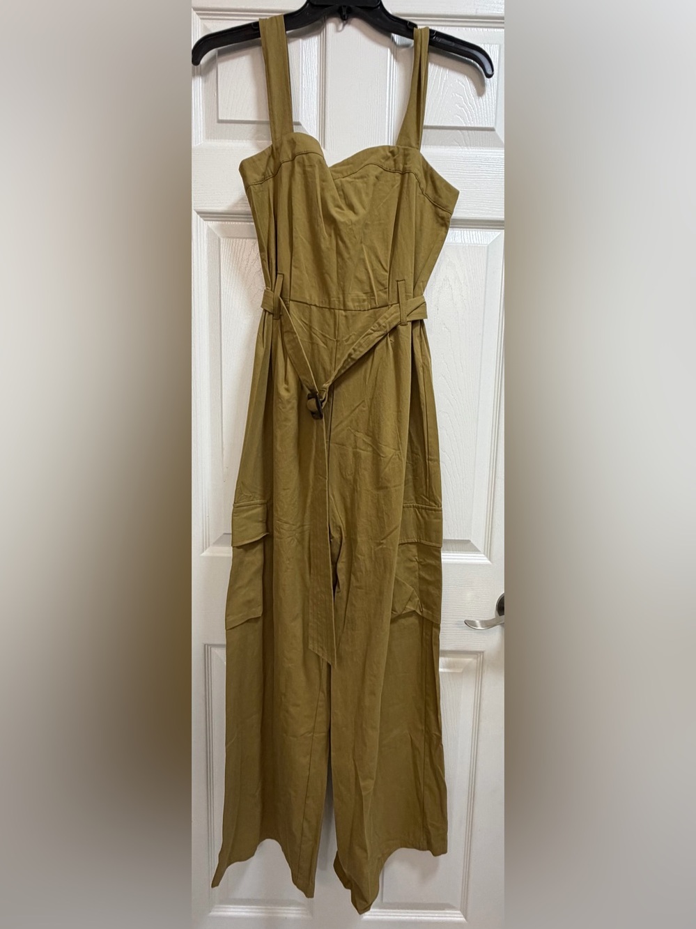 Cider Olive-Green Cargo Belted Jumpsuit